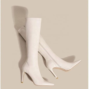 Stivali da Donna con Tacco <span class=keywords><strong>a</strong></span> Spillo al Ginocchio in Pelle Solida, Punta Affusolata, Tacchi Alti, Pompe Invernali per <span class=keywords><strong>Scarpe</strong></span> da Donna - Product Image 3