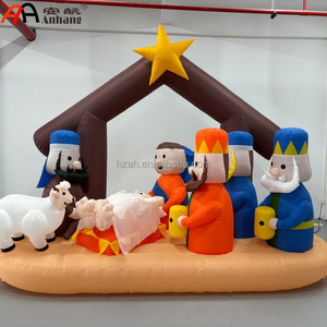 Crèche de Noël gonflable personnalisée, Manger géant gonflable de la Sainte Famille avec 3 Sages Hommes et des moutons pour exposition commerciale en église - Product Image 2