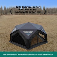 Tente de camping gonflable Jingcheng House JC House 320g en tissu coton, pentagramme, quatre saisons, étanche, à montage rapide, pour hub de transit longue durée
