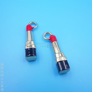 Pendentif fermeture éclair en alliage de zinc modèle rouge à lèvres pour sacs et vêtements, couleur or, accessoire métallique - Product Image 1
