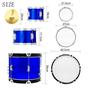 Vente en gros SALDE L7006 Ensemble de batterie jazz pour enfants Tambourin 2-12 ans Trois tambours, un cymbale, double couche, métal, bois massif - Product Image 2