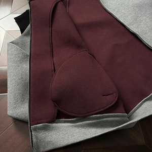 Sudadera Americana con Capucha Corta para Hombre, Primavera-Otoño, 450g, Gruesa, Cuadrada, Color Rojo <span class=keywords><strong>Imperial</strong></span>, Interior de Felpa, Cierre de Cremallera, Ajuste Holgado, Talla XL - Product Image 3