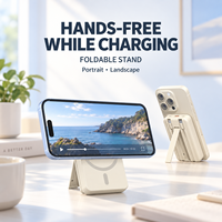 Batterie externe magnétique sans fil 20000mAh 22.5W à charge rapide avec câble intégré, support pliable et entrée USB Type-C
