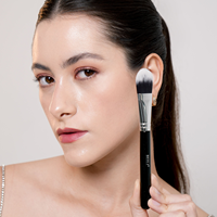 Pinceaux de maquillage pour le visage et les yeux en poils de chèvre avec logo personnalisé, qualité professionnelle, ensemble de 24 pinceaux à manche en bois pour les maquilleurs