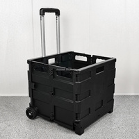 Chariot de courses pliable et portable en plastique avec roues et poignée réglable