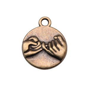 Colgante de Promesa Rosa 14x17mm de Aleación de Zinc Plateado Antiguo con Motivo de Mano para Collar de Recuerdo de Amistad - Product Image 5