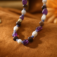 Collier et bracelet de luxe léger bohème, design élégant et polyvalent, avec améthyste et perles baroques mélangées, idéal pour un cadeau de festival