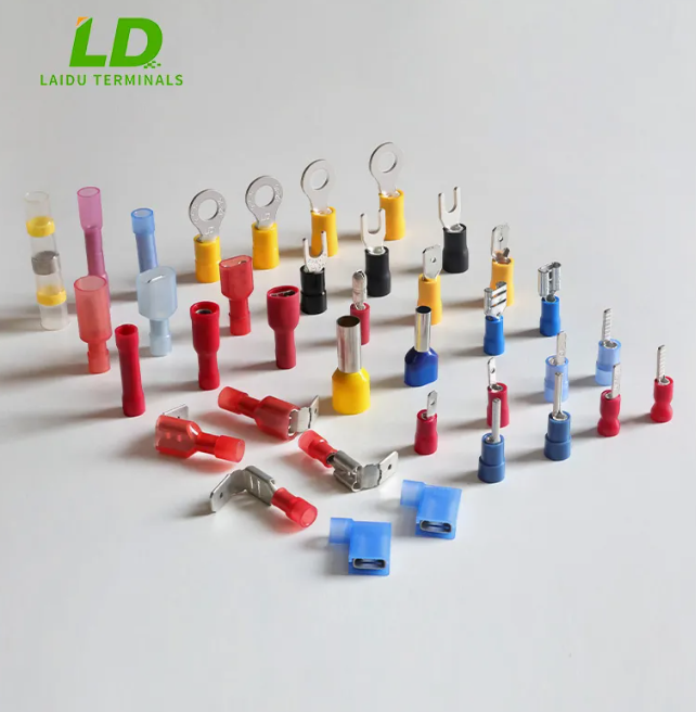 MDDN2 series nylon fully insulated male spade terminal 14AWG wire crimp ...