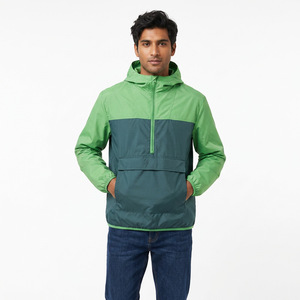 Veste d'extérieur pour homme à capuche, imperméable, coupe-vent, patchwork, softshell, avec logo personnalisé OEM ODM, demi-zip - Product Image 1