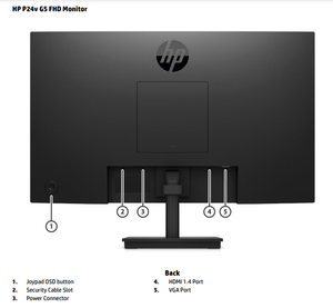HPE G5 P24v Full HD LCD 24นิ้วจอภาพ FHD 16:9ดำ64W18AA VESA mountable G5 P24v - Product Image 1