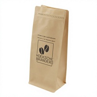 Pochette à fond plat écologique avec fermeture éclair et valve, emballage biodégradable en PLA de qualité alimentaire pour les grains de café Hoeksche Branders
