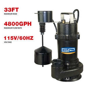 Bomba Sumergible para Aguas Residuales de GP Enterprises con Interruptor Vertical para Uso Doméstico y Familiar - Product Image 1