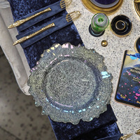 Assiette à fruits décorative IMUWEN en plastique PP non toxique, motif uni, forme irrégulière, style rétro, luxe léger, pour mariage et fête