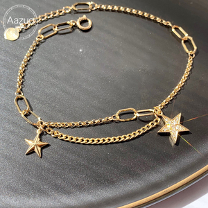 Aazuo Pulsera y Tobillera de Oro Amarillo Sólido de 18K con Diamantes Naturales, Corte Brillante, Joyería Fina Minimalista para Uso Diario de Mujer - Product Image 1