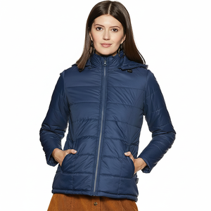 Chaquetas acolchadas cortas de moda para mujer, a prueba de viento, cálidas para ropa de invierno, abrigo con cierre de cremallera con patrón de estampado de tela impermeable - Product Image 1