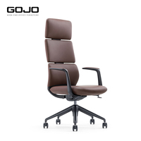 Chaise de bureau de direction moderne haut de gamme en cuir, dossier haut, pivotante, avec accoudoirs en aluminium pour PDG