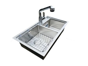 Évier de cuisine double en acier inoxydable Vietnam Equal, design moderne, sans robinet, installation sous plan, encastrable - Product Image 6