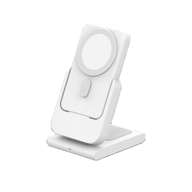 Foldable White 3in1 Wireless Charging Station 5000mAh Wireless Power Bank 15W Magnetic Wireless Charger for iPhone apple Watch 9