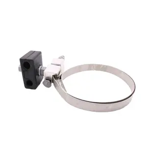 HOGN Adjustable Stainless Steel Strapping Clamp for Power Accessories Steel Clip Banding with Down Lead for ADSS and OPGW Pole