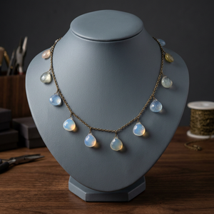 Collier en perles opale goutte d'eau pour femme Art Palace, plaqué argent, tendance, élégant, pierre naturelle, bijoux de fête, cadeau - Product Image 3