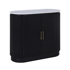 Mobiletto a 2 ante scanalato con piano in pietra, consolle moderna per ingresso, ufficio, soggiorno o esposizione - Product Image 1