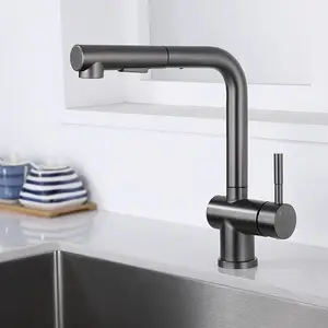 Factory Wholesale Multi Colors Kitchen Faucet Pull Out Deck Mounted Stainless Steel 360 Degree Swivel Kitchen Sink Water Tap