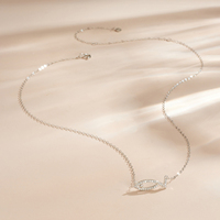 FUAMAY Delicado Collar con Colgante de Símbolo de Pez Ichthys de Plata 925, Chapado en Oro/Rodio de 18K, Completamente Pavimentado con Circonitas Cúbicas, Regalo de Cumpleaños, Venta al por Mayor