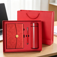 Coffret cadeau d'entreprise avec logo personnalisé, carnet PU A5, stylo, recharge, thermos isotherme, boîte cadeau, sac à main pour promotion et souvenir