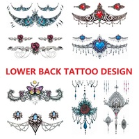 Autocollants de tatouage temporaire sexy à fleurs pour le corps, longs, pour le ventre, l'abdomen, la taille, le dos, imperméables