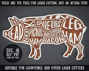 Junji trang trí tường trang trại <span class=keywords><strong>svg</strong></span> laser cắt tập tin của trang trại động vật butcher hướng dẫn lợn thịt lợn cắt bảng loại tường - Product Image 2