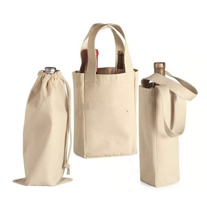 Sac fourre-tout en coton écologique avec longue poignée en ruban, bandoulière, sac à vin durable pour transporter des bouteilles de vin - Product Image 5