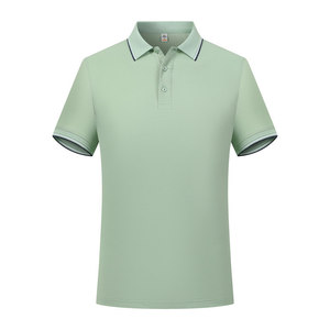 เสื้อโปโลสีพื้นผ้าฝ้ายแต่งขอบตัดกัน แขนสั้น ชุดทำงานฤดูร้อน สกรีนโลโก้ตามสั่ง - Product Image 3