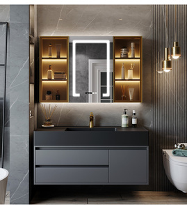 Nouvelle vasque de salle de bain en dalle de roche noire 2025, résistante à l'humidité et à l'usure, spécialement conçue pour les espaces commerciaux - Product Image 2