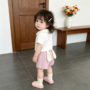 Camiseta de Verano para Niñas, Transpirable, de Algodón, con Cuello de Muñeca, Estilo Coreano, Delgada, Combinable con Todo - Product Image 1
