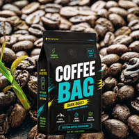 Maßgefertigter Kaffeebeutel mit Flachboden, Stehbeutel mit Reißverschluss und Handgriff aus PE-Material, Lebensmittelechte Verpackung für Dunkelgeröstete Bohnen