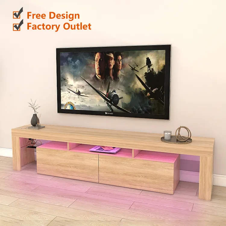 Customizable Luxury LED TV Unit Glass Modern Home Furniture Wood TV Cabinet Design