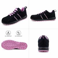 Chaussures de travail et de sport AOXIANG noires confortables et durables pour femmes, respirantes, en daim, avec semelle intermédiaire en PU, embout en acier, antidérapantes, décontractées, hiver-printemps