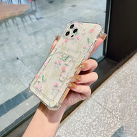 Étui transparent pour téléphone portable avec impression de feuilles de fleurs printanières pour iPhone 16 14 13 18 Pro Max Coque arrière transparente