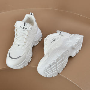 Chaussures décontractées blanches épaisses pour femmes en gros 2025 - Semelle plateforme, lacets, <span class=keywords><strong>fermeture</strong></span> éclair arrière, chaussures toutes saisons - Product Image 6