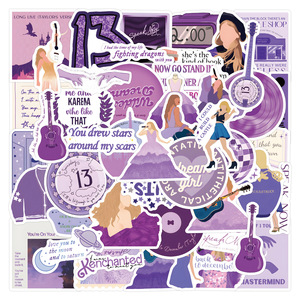 50-60 autocollants mixtes de style graffiti et dessin animé sur le thème de l'album Folklore et <span class=keywords><strong>Evermore</strong></span> de la chanteuse populaire <span class=keywords><strong>Taylor</strong></span> <span class=keywords><strong>Swift</strong></span> - Product Image 3