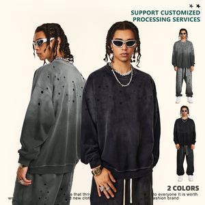 Sweat-shirt délavé à l'acide sur mesure pour hommes tissu tricoté surdimensionné de style vintage pour l'hiver - Product Image 5