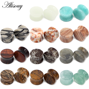 Alisouy toptan doğal taş kulak genişleticiler kulak tıkaçları Flesh tünelleri göstergeler <span class=keywords><strong>6mm</strong></span>-16mm kulak sedyeler vücut Piercing takı - Product Image 1