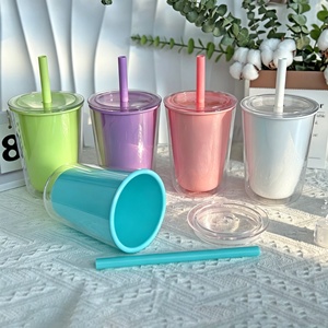 Doppelwandiger Plastik-Trinkbecher mit Deckel, BPA-frei, Macaron-Farben, Eiskaffee-Tumbler mit individuellem Logo, auf Lager für den täglichen Gebrauch als Geschenk - Product Image 4