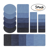 Lot de 5 patchs thermocollants en jean, formes et tailles variées, pour la réparation de jeans, vestes et vêtements