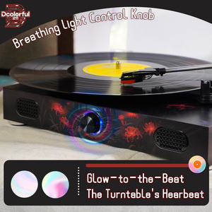 Mô hình nhà máy được thiết kế màu đỏ Spider Lily 3-tốc độ Bluetooth Hi-Fi Turntable LP Vinyl ghi <span class=keywords><strong>Player</strong></span> với xây dựng trong loa cho món quà - Product Image 4