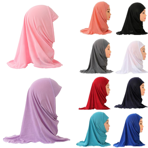 Hiyab de Algodón de Color Sólido y Transpirable <span class=keywords><strong>para</strong></span> <span class=keywords><strong>Niñas</strong></span> Pequeñas, Fácil de Usar, Estilo Slip-On, Lindos Pañuelos Islámicos, Chales Tradicionales - Product Image 1