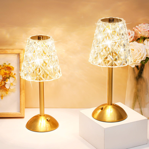 Touch Control Cordless Portable Rechargeable <b>Table</b> Lamp 3 Color Stepless Dimmable Battery Powered Crystal Night <b>Light</b> Desk Lamps - Product Image 1