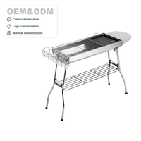 Table de camping pliante portable en gros, structure en acier inoxydable 201 anti-rouille, mobilier d'extérieur pour pique-nique et jardin