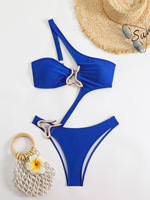 Stok 5 warna satu cincin bahu rincian desainer Monokini Bandeau Atasan Wanita satu bagian pakaian renang pakaian renang S-L