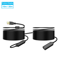 RSHTECH kabel ekstensi USB 2.0, kabel ekstensi USB pria ke wanita, kabel Transfer Data 15M/20M/25M/30M untuk Printer Keyboard Hard Drive
